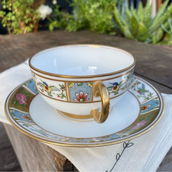 Antique U.C. Limoges France Double Handled Bouillon Cup & Saucer Vintage - Picture 11 of 16